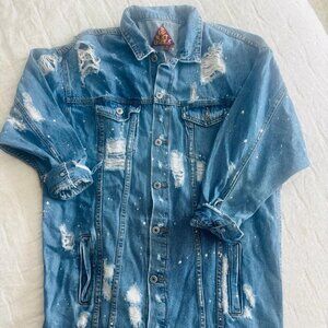 Distressed Denim Jacket (Medium-Large)